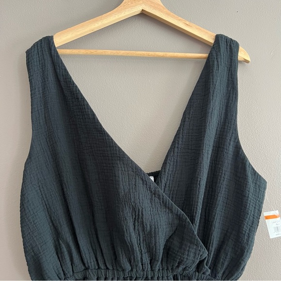 Steve Madden Taryn Cotton Gauze Midi Dress Sleeveless V Neck  Black Large - Picture 5 of 15